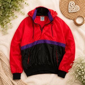 Vintage Seattle Blues Colorblock Pullover Windbreaker Jacket Pink Black Purple